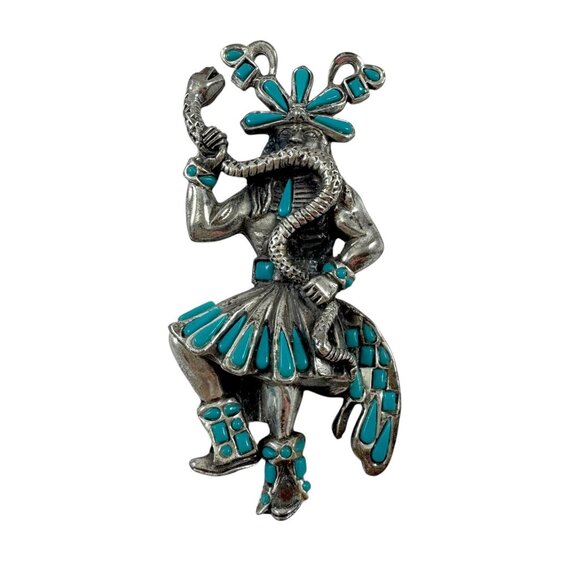 Florenta of California Native American Faux Turquoise Bolo Tie Vintage 1970s - Picture 1 of 5